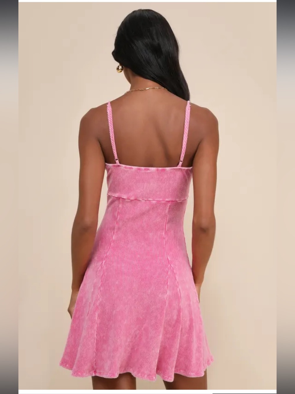 NWT Lulus Simply Pretty Washed Pink Ribbed Pleated Sleeveless Mini Dress XS - Picture 2 of 13